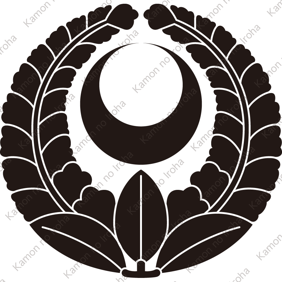 上り藤に真対い月紋