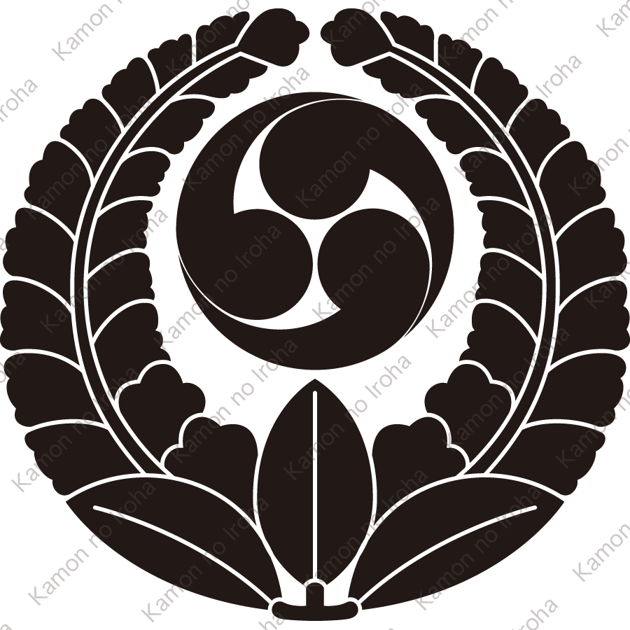 上り藤に右三つ巴紋