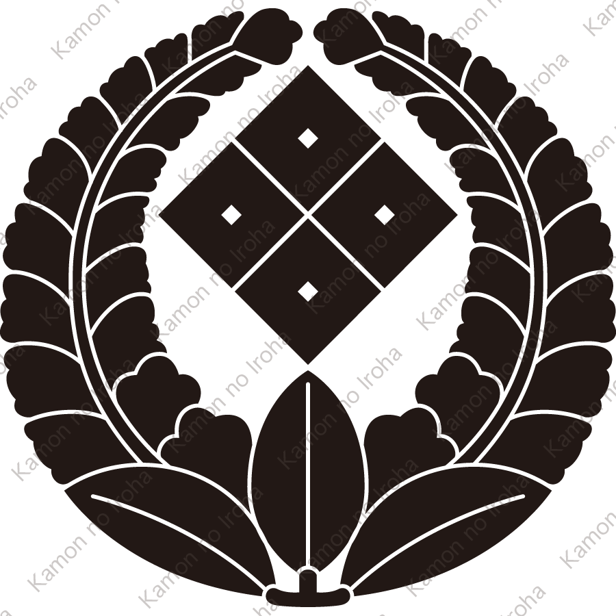 上り藤に隅立て四つ目紋