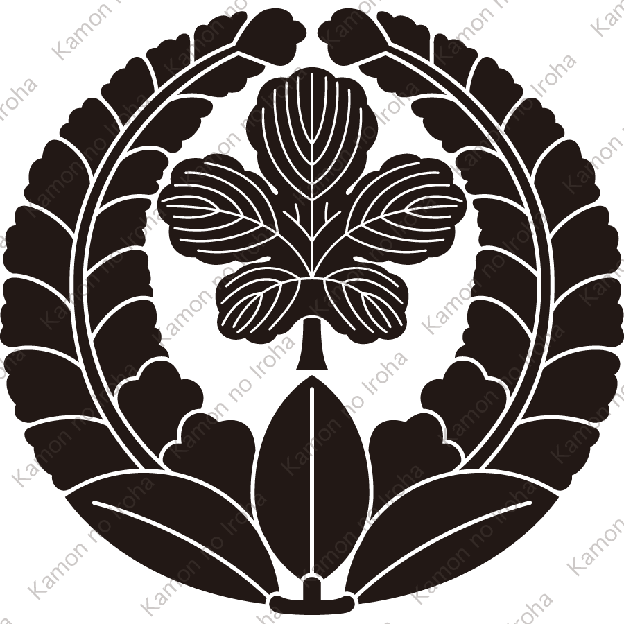 上り藤に立ち梶の葉紋