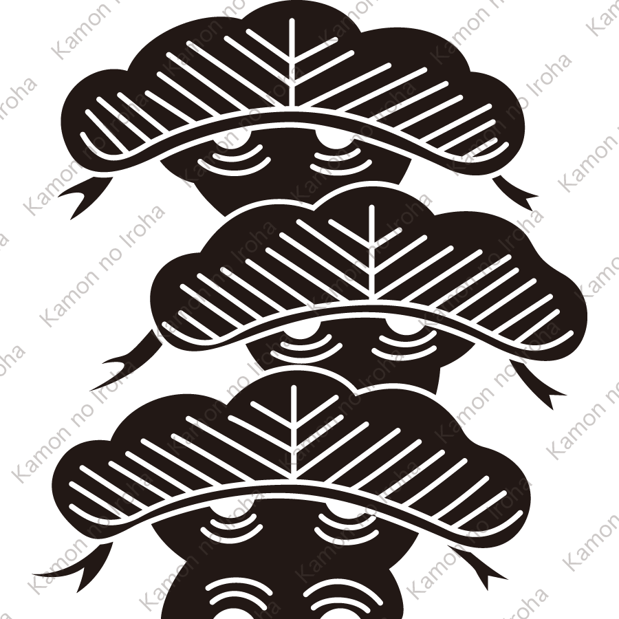 荒枝付き右三階松紋