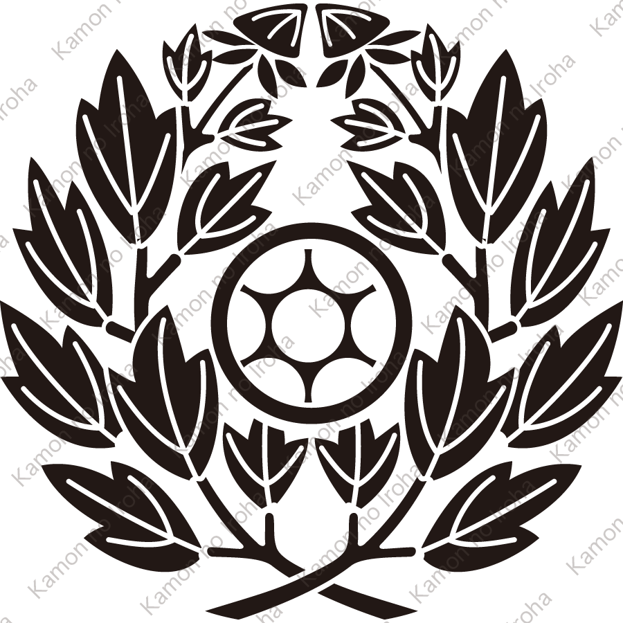 違い葉牡丹に丸に鞠鋏紋