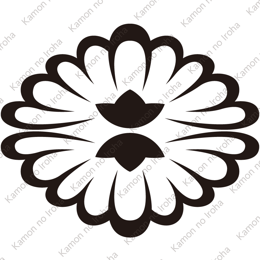 中陰対い割り菊紋