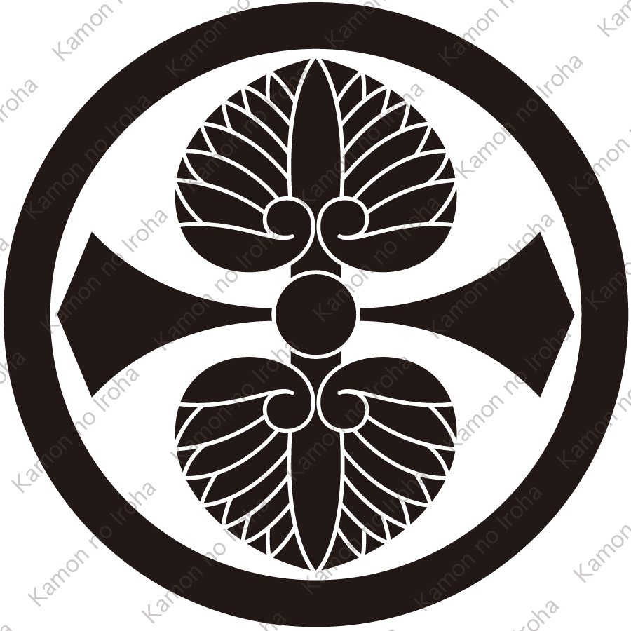 中輪に二葉剣河骨紋