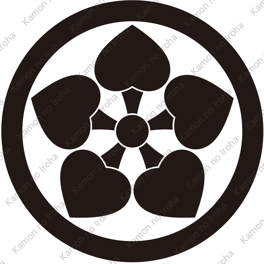 中輪に五つ裏河骨紋