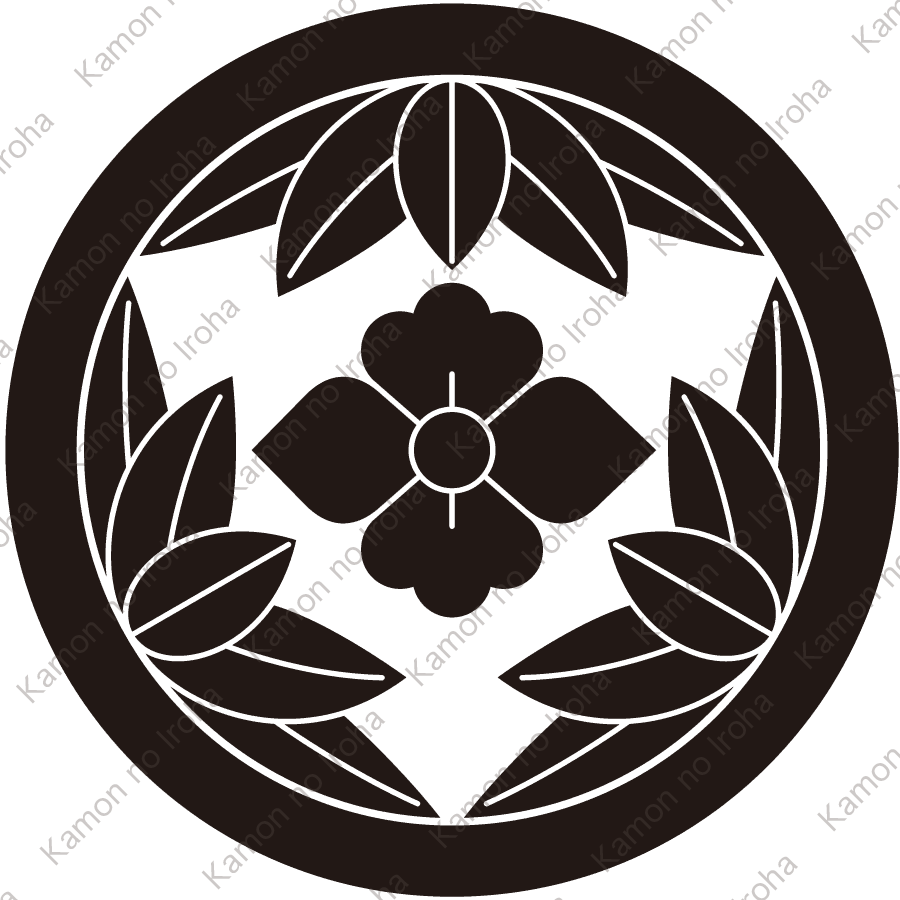 中輪に十五枚笹に変り花菱紋