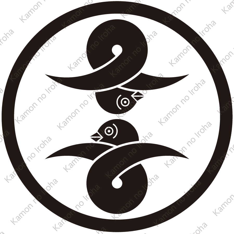 中輪に頭合せ二つ結び雁金紋