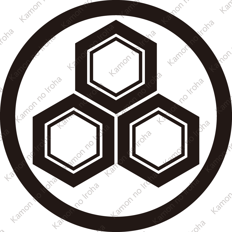 中輪に三つ盛り亀甲紋