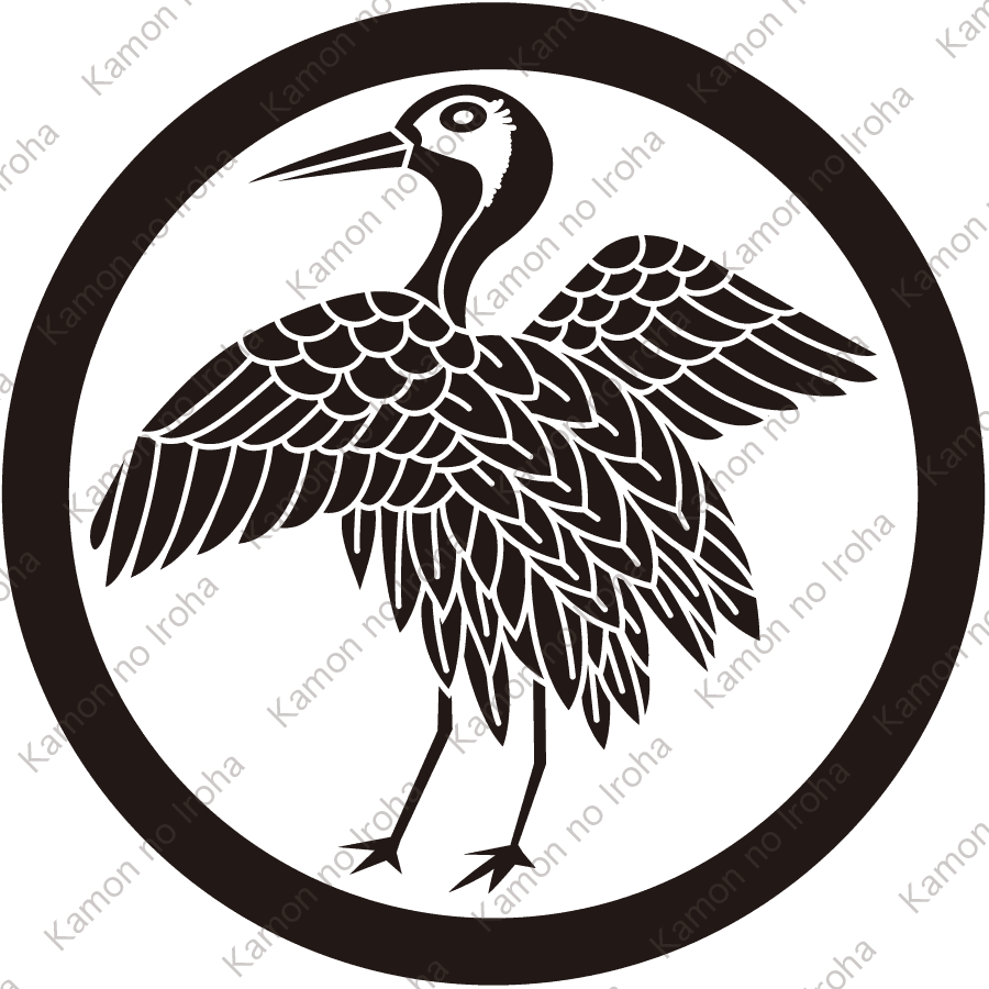 中輪に立ち鶴紋