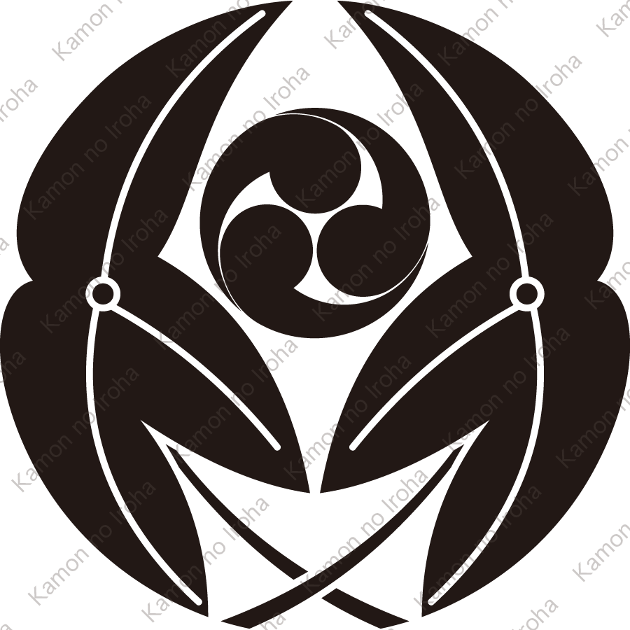 抱き葉沢瀉に三つ巴紋