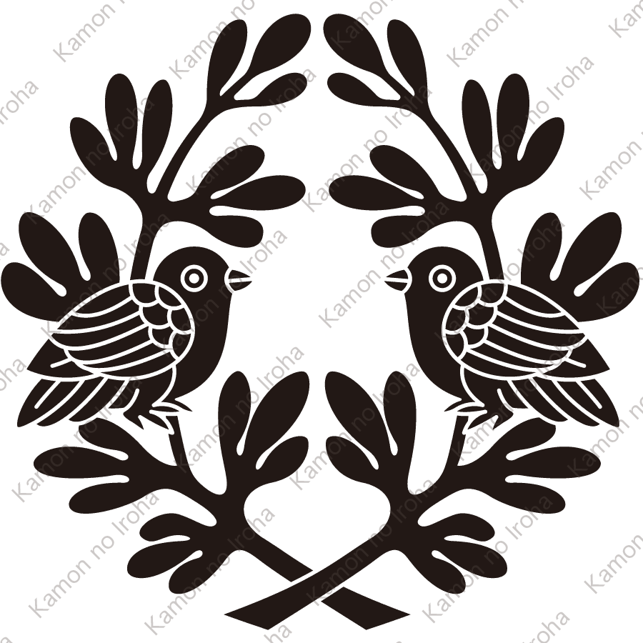 抱き寓生に対い鳩紋