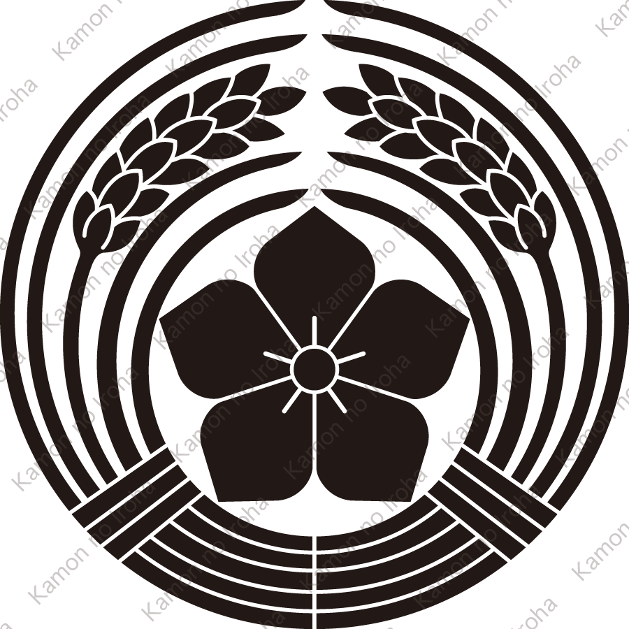 抱き稲に桔梗紋