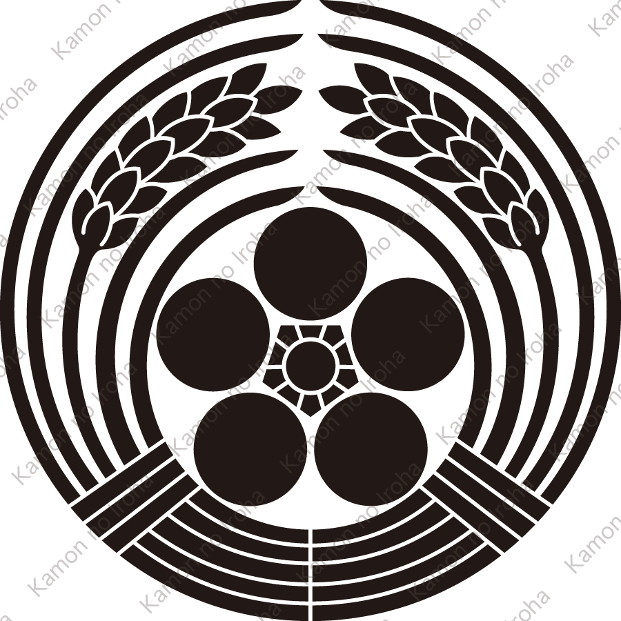抱き稲に梅鉢紋