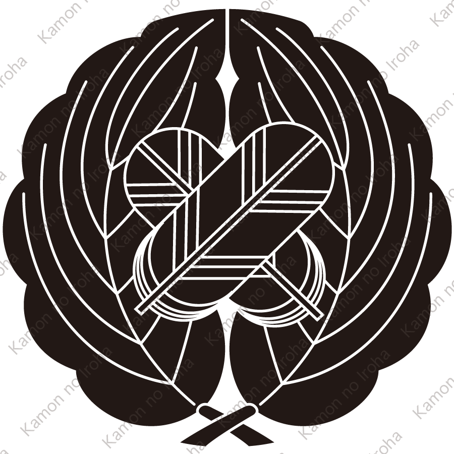 抱き柏に違い鷹の羽紋