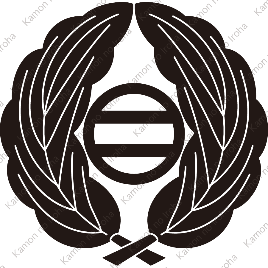 抱き柏に丸に二つ引き紋