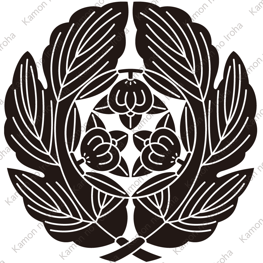 抱き菊の葉に三つ橘紋