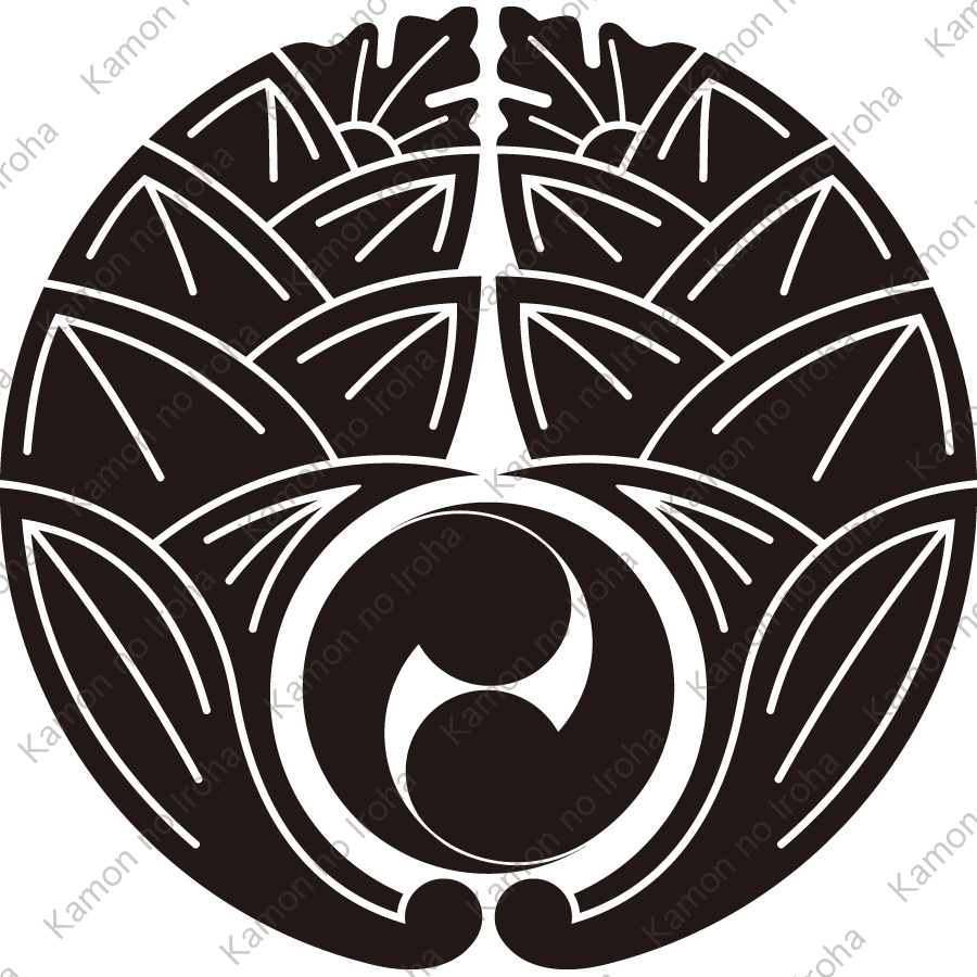 抱き茗荷に左二つ巴紋