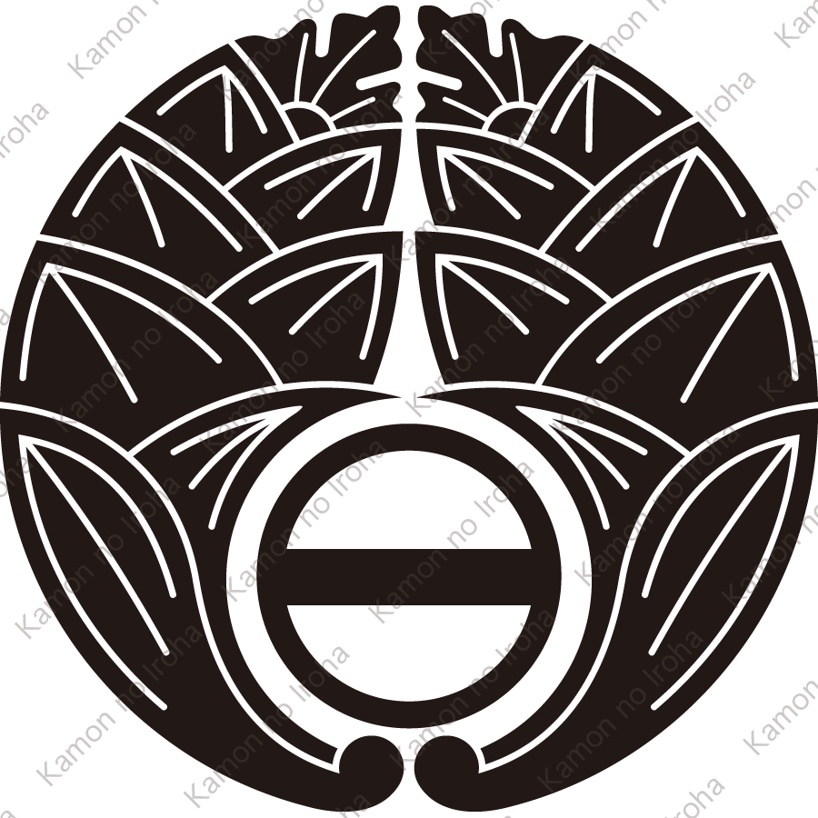抱き茗荷に丸に一つ引き紋