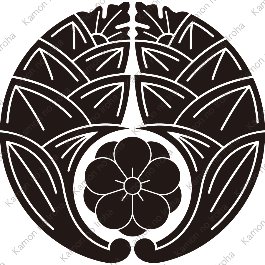 抱き茗荷に八重梅紋