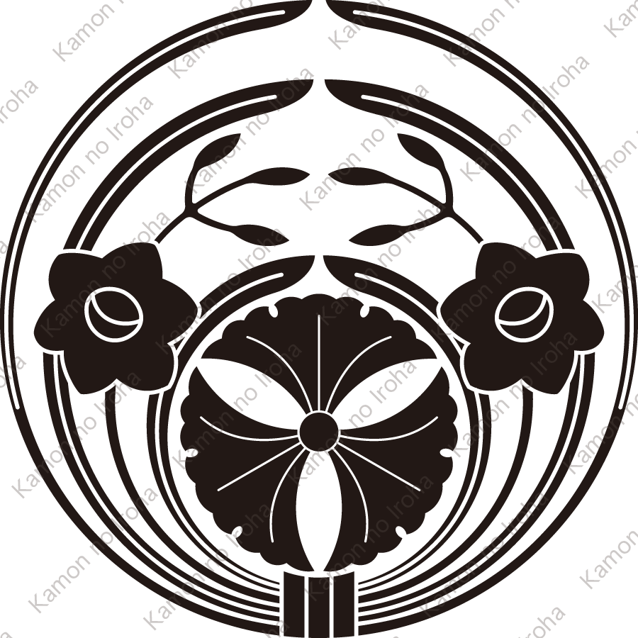 抱き水仙に三つ銀杏紋