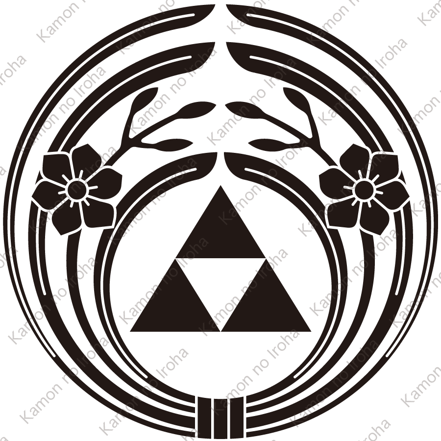抱き水仙に三つ鱗紋