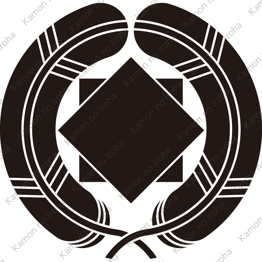 抱き鷹の羽に重ね角餅紋