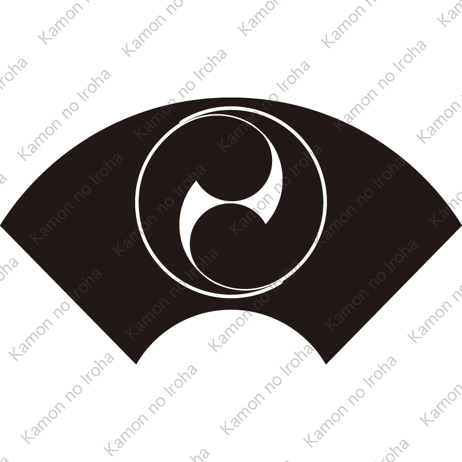 地紙に二つ巴紋