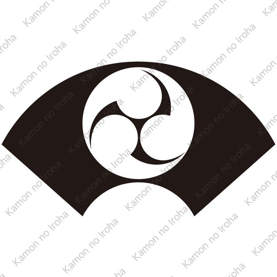 地紙に地抜き巴紋