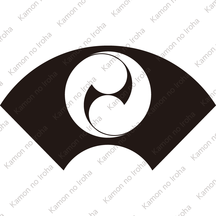 地紙に地抜き二つ巴紋