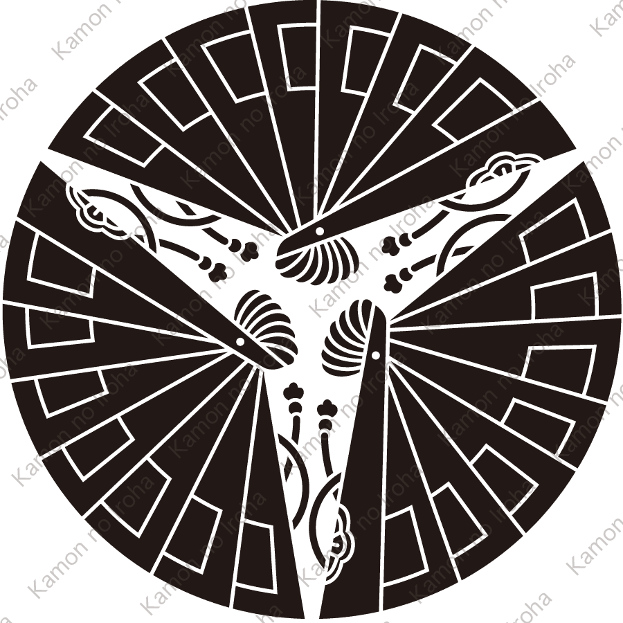 房付き三つ檜扇紋