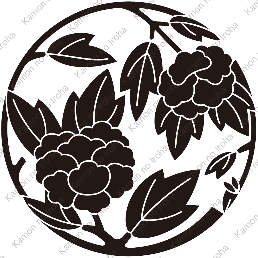 二つ花牡丹枝丸紋