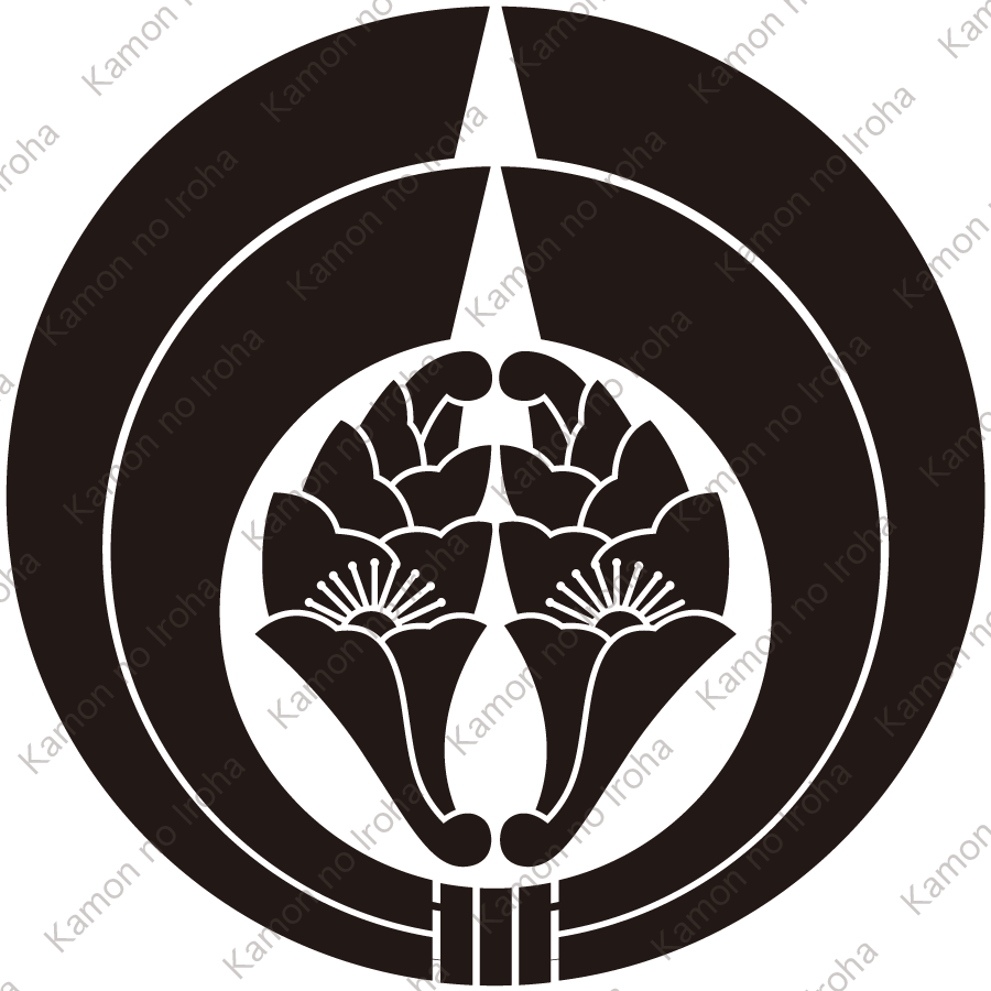 二つ熨斗輪に花杏葉紋