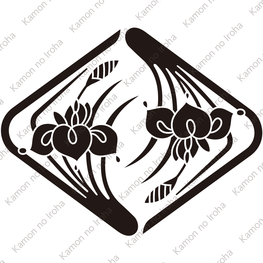 二つ追い杜若菱紋