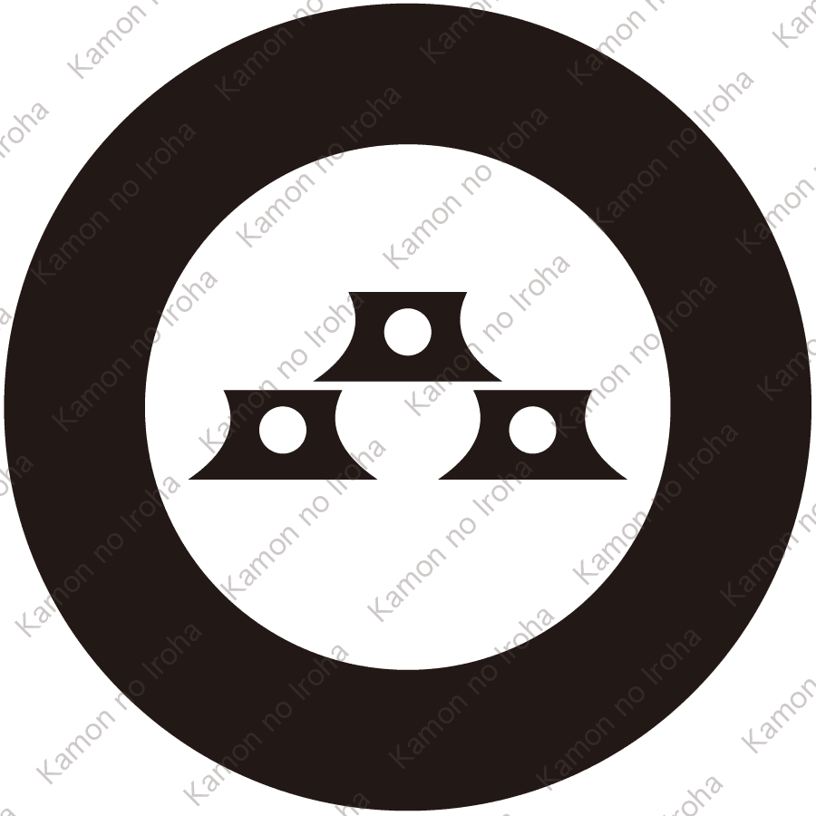 太輪に三つ盛り三味駒紋