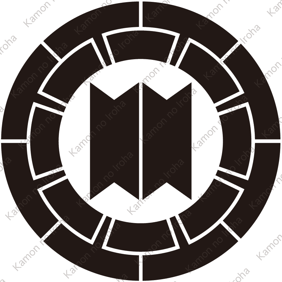 源氏車に並び矢筈紋