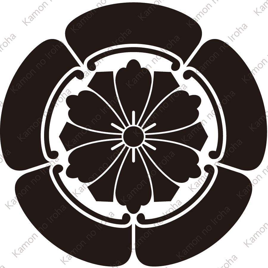 五瓜に六つ剣唐花紋