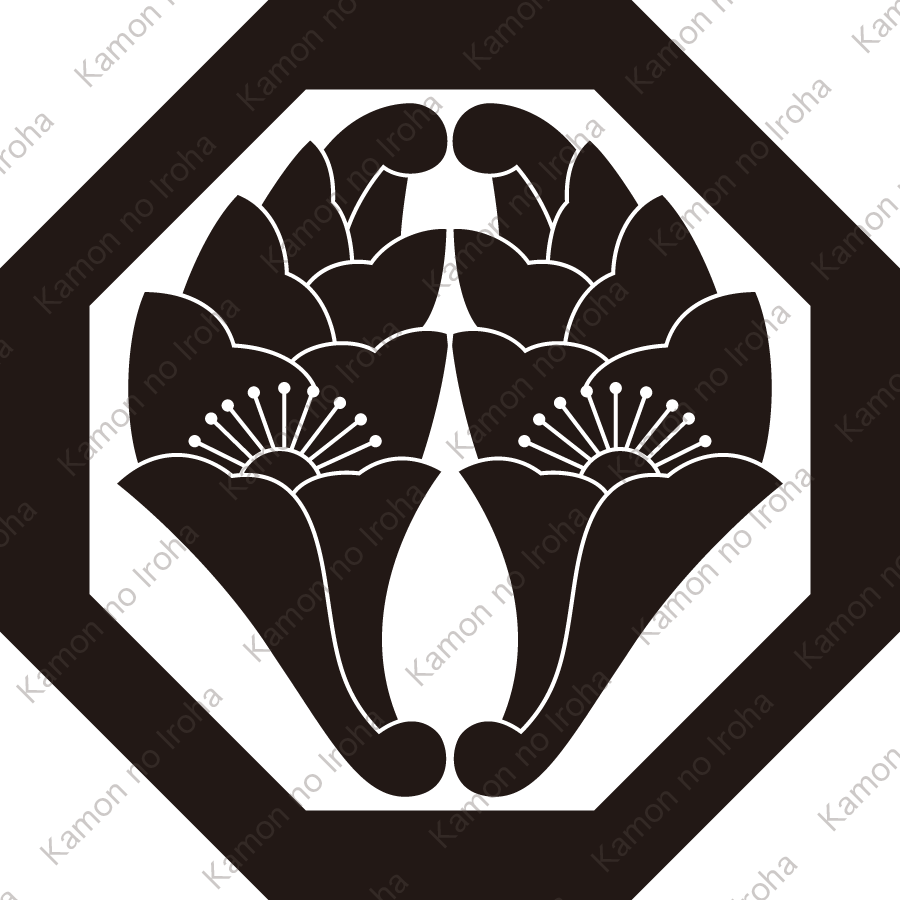 八角に抱き花杏葉紋