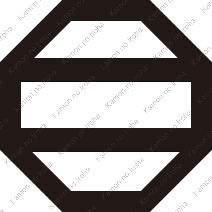八角に二つ引き紋