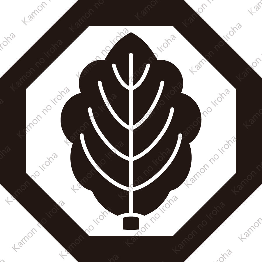 八角に一枚鬼柏紋
