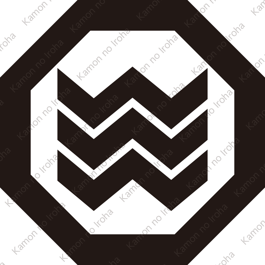 八角折敷に縮み三文字紋