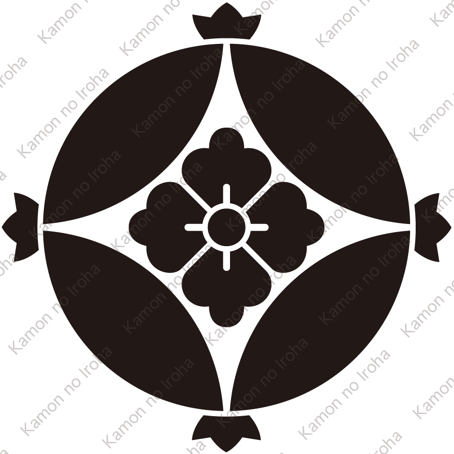 花付き七宝に花角紋