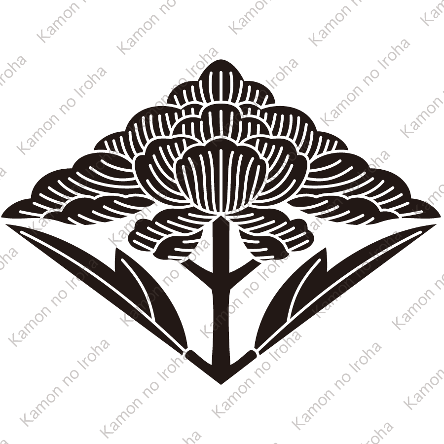 葉敷き牡丹菱紋