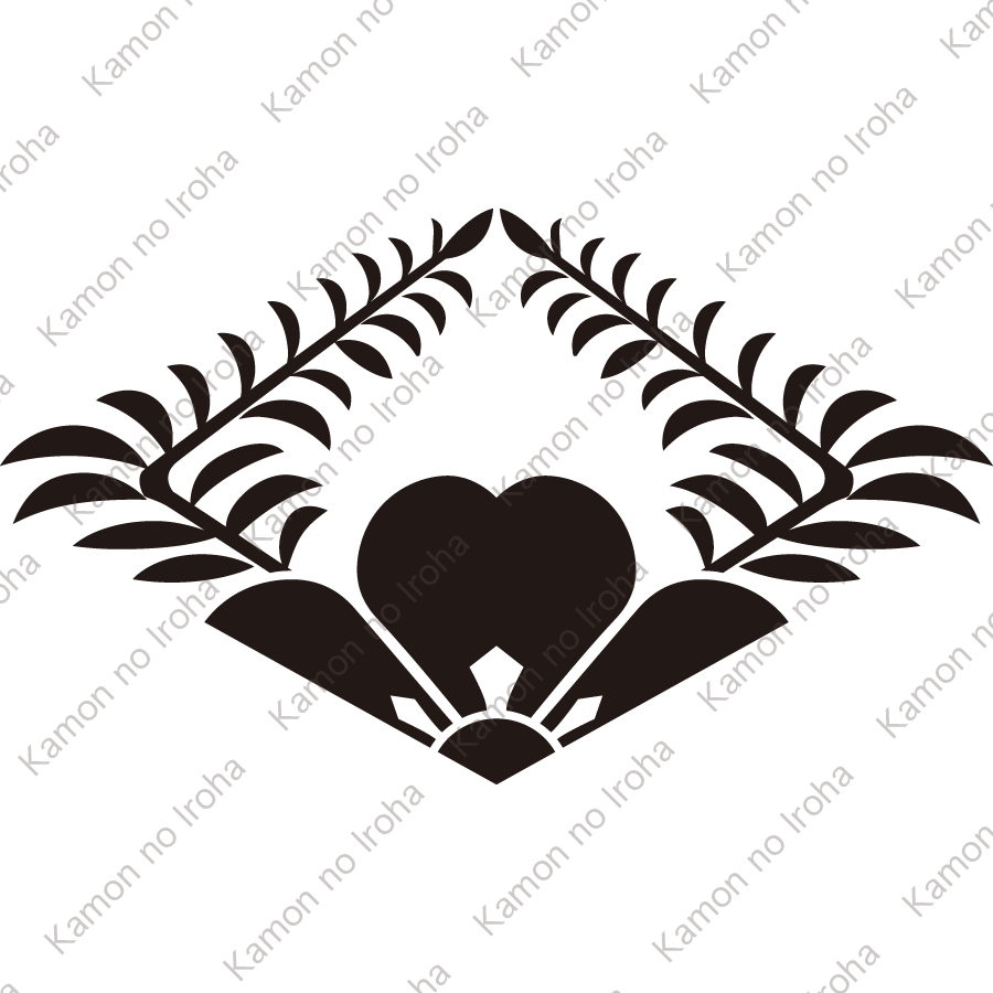 葉付き覗き田字草菱紋