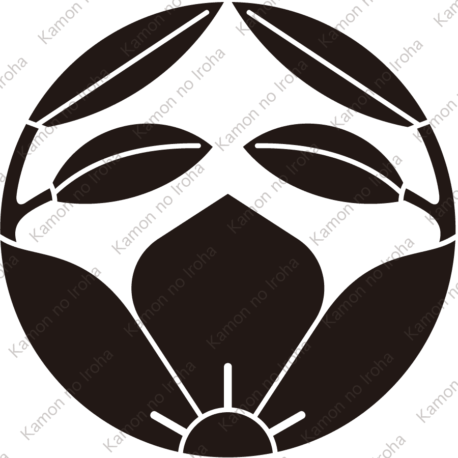 葉付き割り桔梗紋