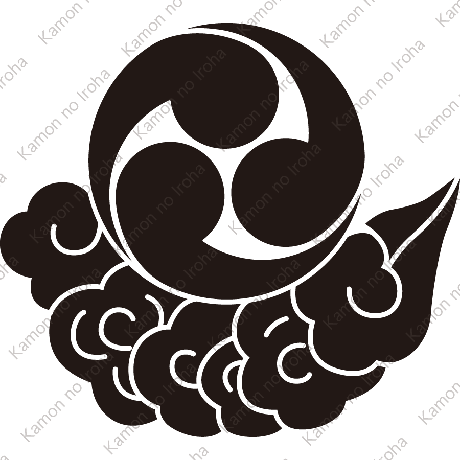 左三つ巴に雲紋