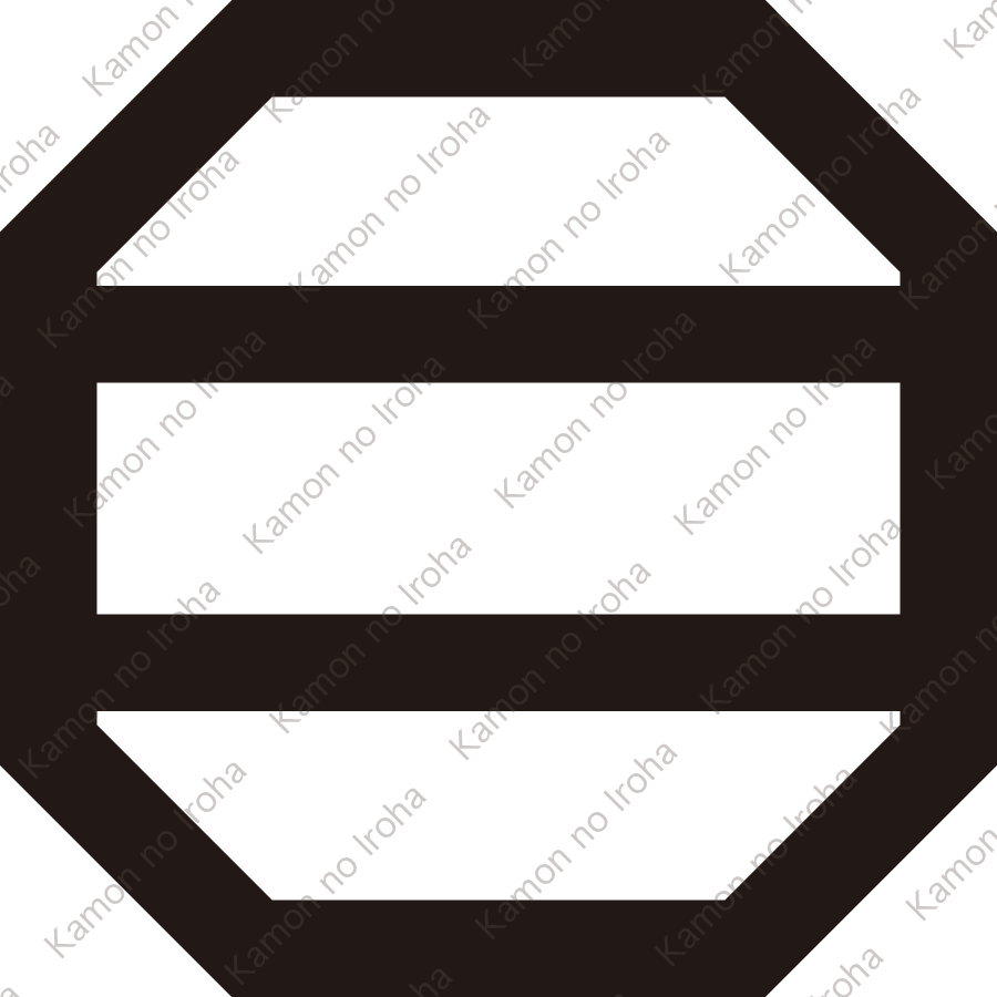 平隅切り角に二つ引き紋