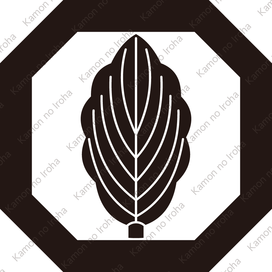 平隅切り角に一枚柏紋