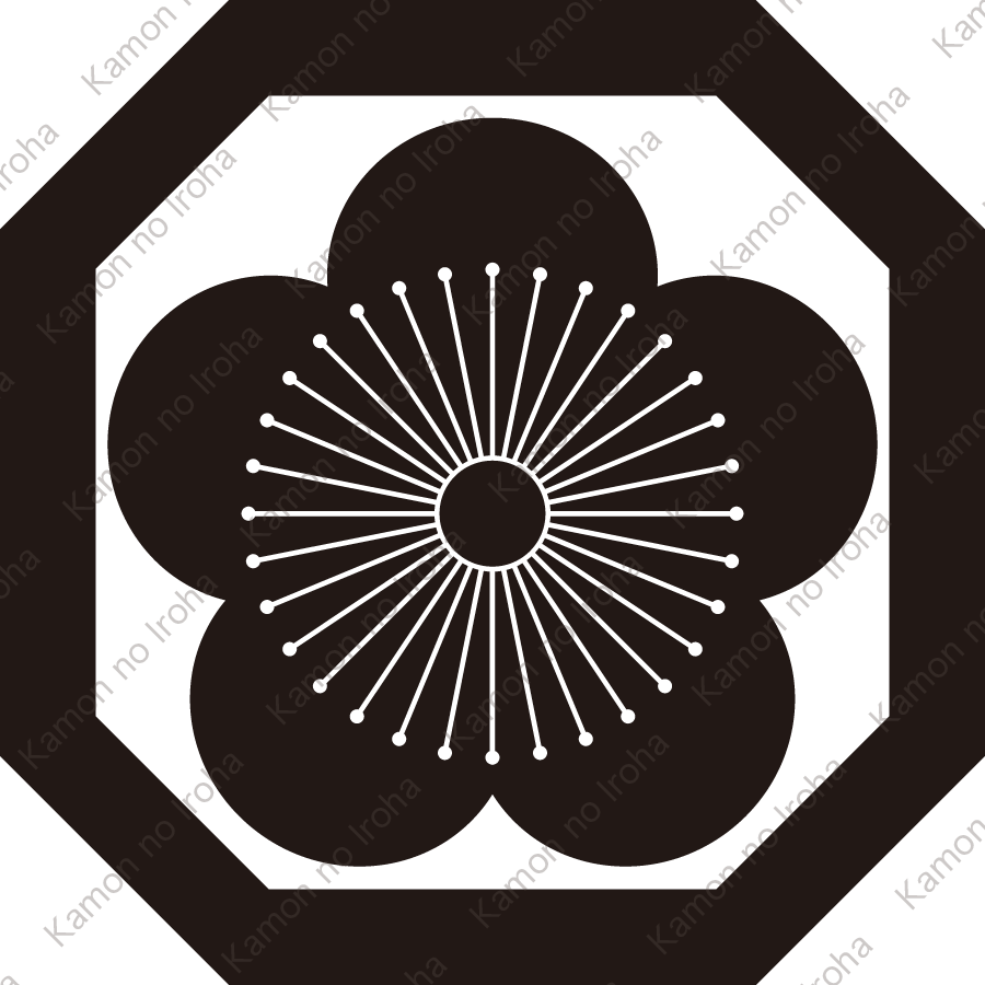 平隅切り角に向う梅紋