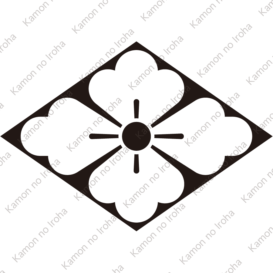 石持ち菱に地抜き花菱紋