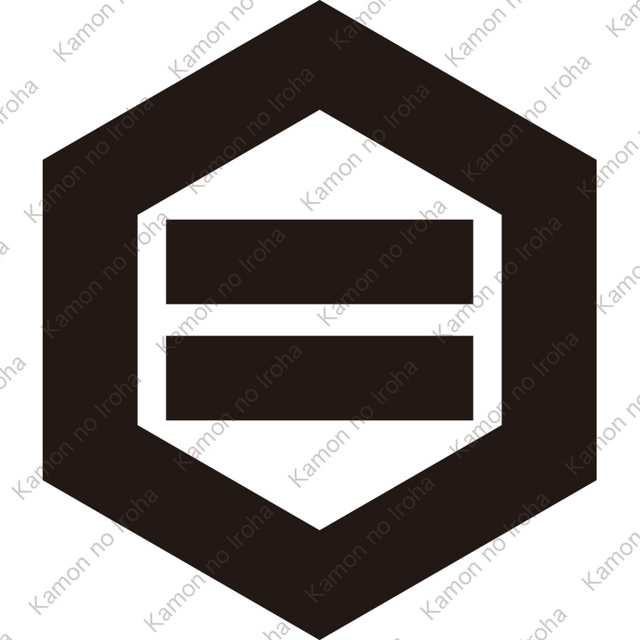 一重亀甲に二つ引き紋